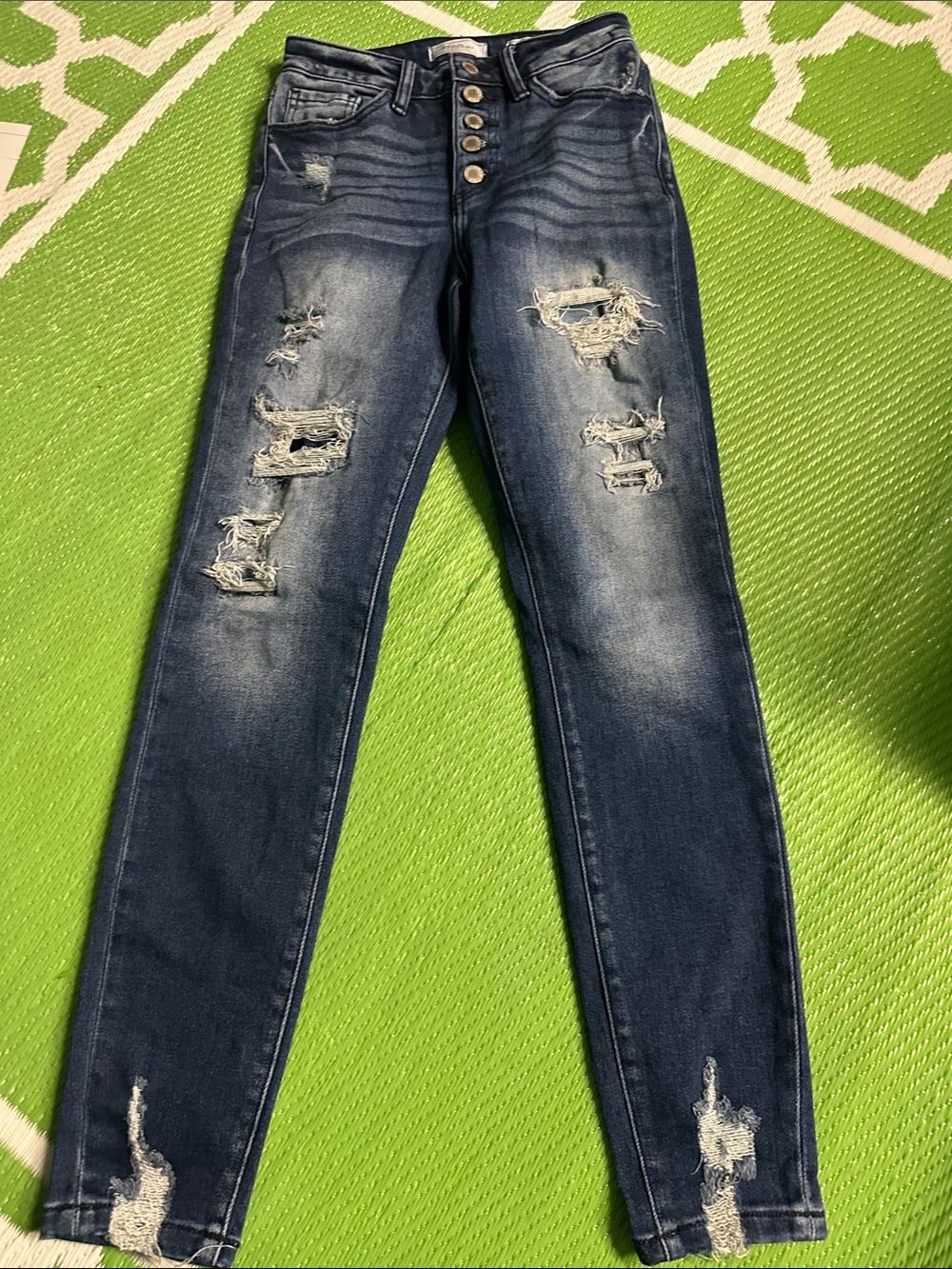 KanCan Dark Blue Distressed High-Rise Skinny Jeans